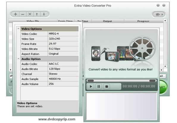 Extra Video Converter Pro 8.21 software screenshot