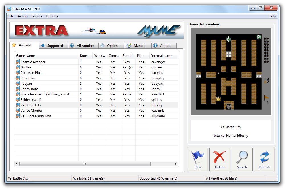ExtraMAME 10.05 software screenshot