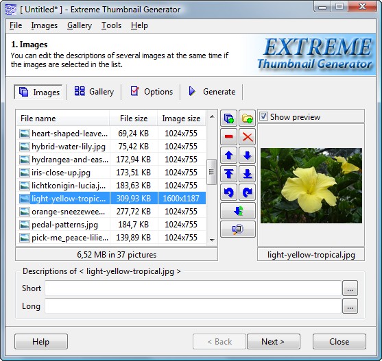 Extreme Thumbnail Generator 2.0.2.0 software screenshot
