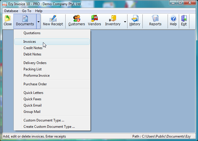 Ezy Invoice 13.0.0.18 software screenshot
