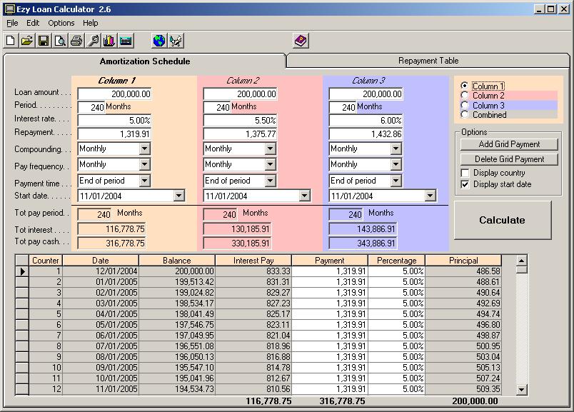 Ezy Loan Calculator 2.9 software screenshot