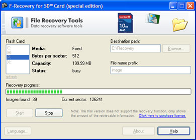 F-Recovery for SD 2.5 software screenshot