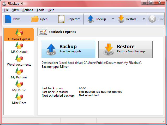 FBackup 6.2.246 software screenshot