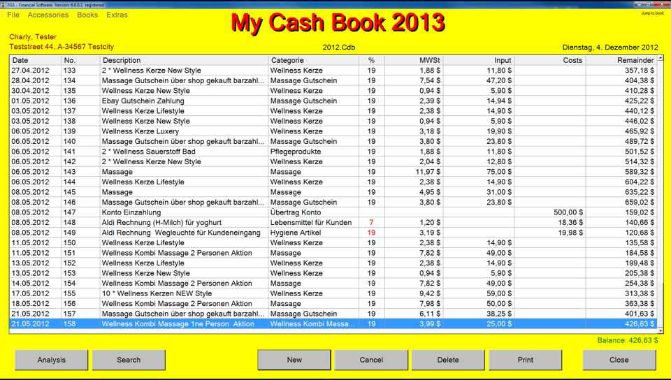 FGS - Cashbook 6.0.3.1 software screenshot