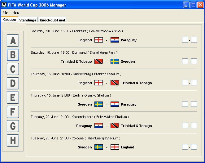 FIFA World Cup 2006 Manager 1.5 software screenshot