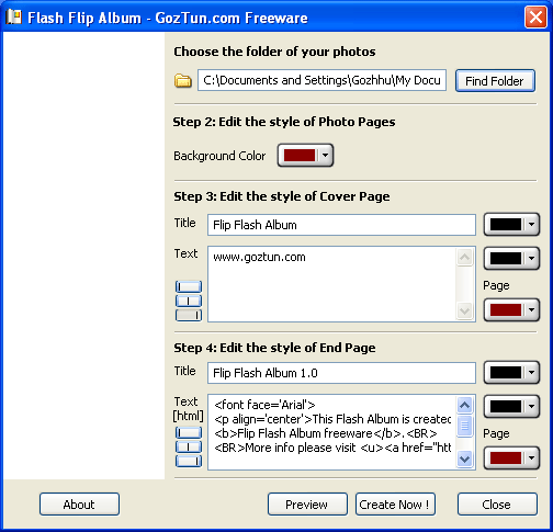 FLIP Flash Album Free 1.3.7710.1 software screenshot