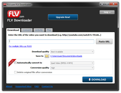 FLV.com FLV Downloader 9.5 software screenshot