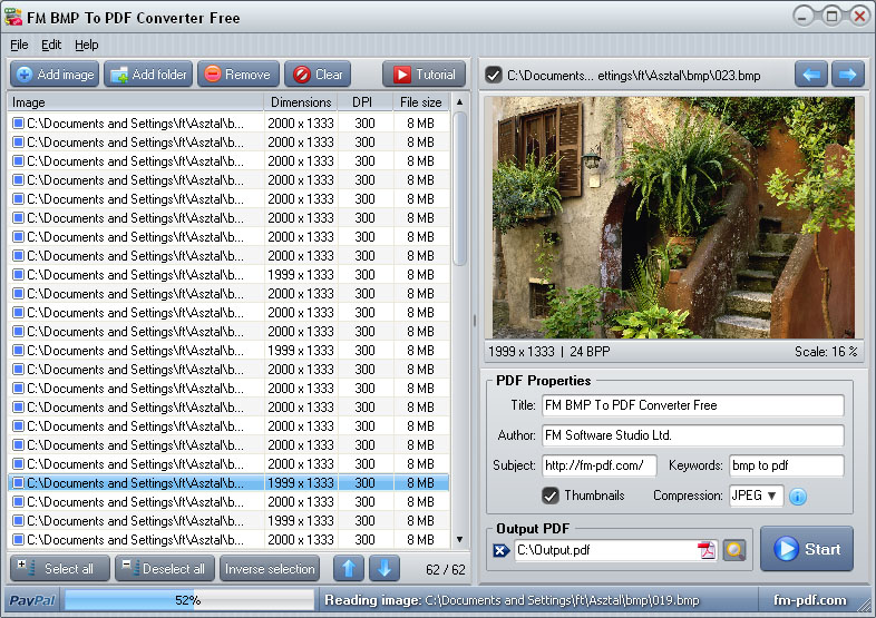 FM BMP To PDF Converter Free 2.42 software screenshot