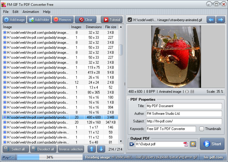 FM GIF To PDF Converter Free 2.2 software screenshot