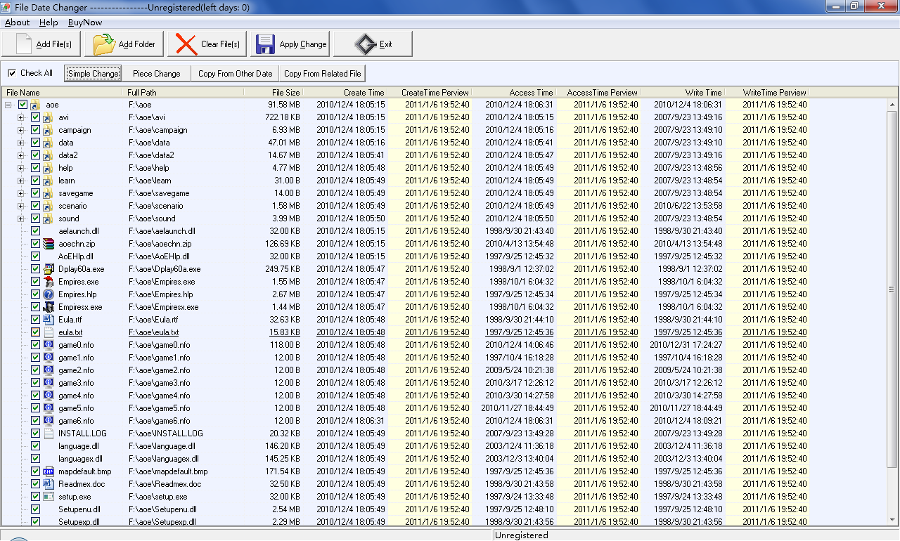 FMS File Date Changer 3.0.3 software screenshot