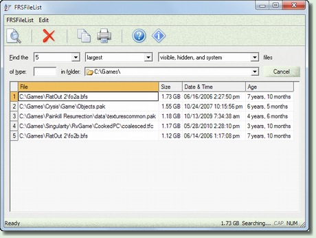 FRSFileList 1.3.0 software screenshot