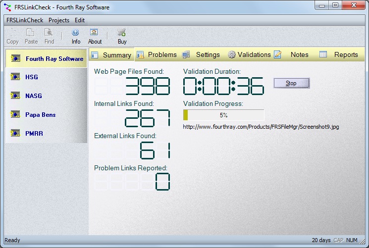 FRSLinkCheck 3.1.0 software screenshot