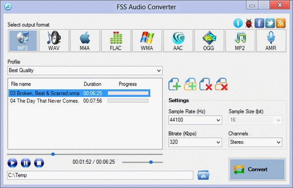 FSS Audio Converter 2.3.0.2 software screenshot