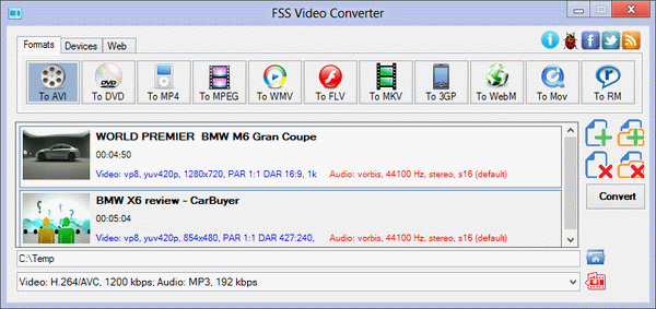 FSS Video Converter 2.2.0.3 software screenshot