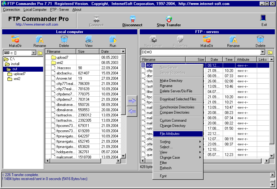 FTP Commander Pro 8.03 software screenshot