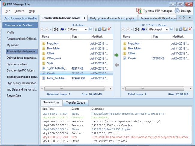 FTP Manager Lite 2.2 software screenshot