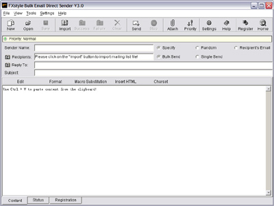 FXstyle Bulk Email Direct Sender 3.0 software screenshot
