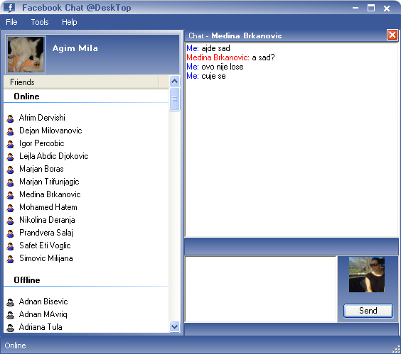 Facebook Chat @Desktop 1.1.2.0 software screenshot