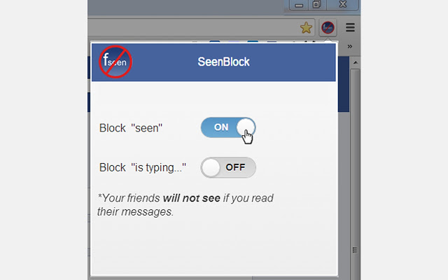 Facebook SeenBlock for Chrome 1.2.1 software screenshot