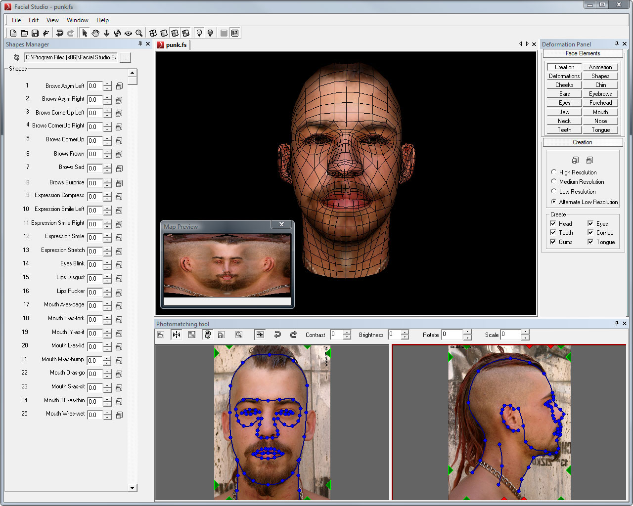 Facial Studio for Windows 3.0 software screenshot