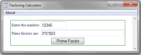 Factoring Calculator 1.0 software screenshot