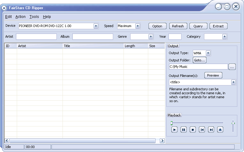 FairStars CD Ripper 1.60 software screenshot