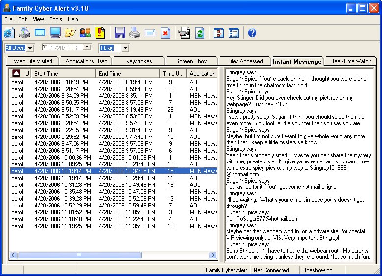 Family Cyber Alert 5.04 software screenshot