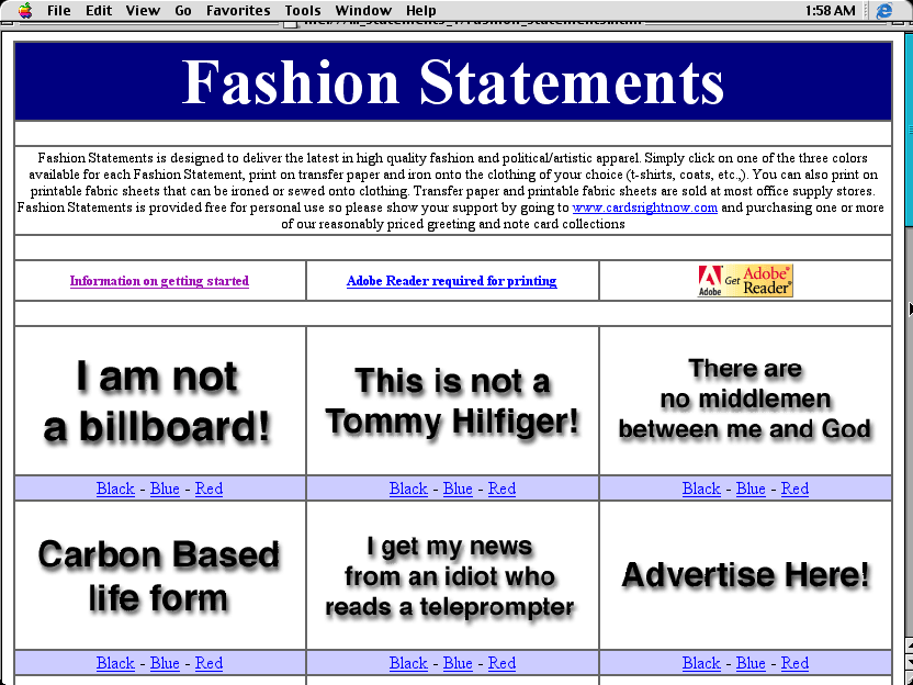 Fashion Statements 1.0 software screenshot