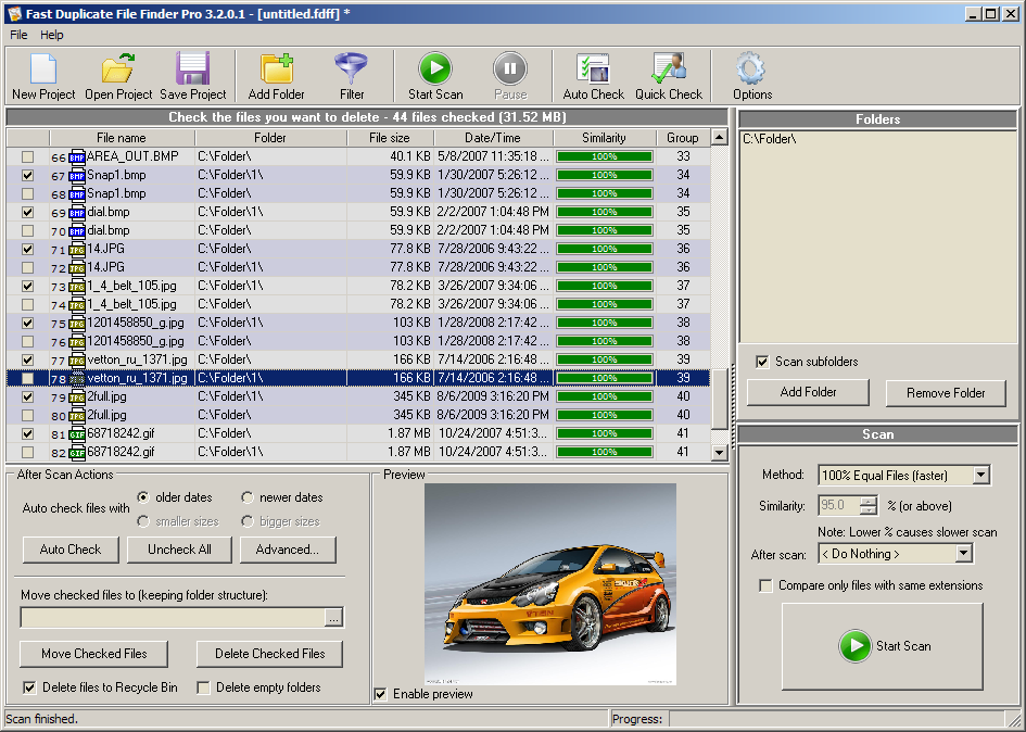Fast Duplicate File Finder 4.7.0.1 software screenshot