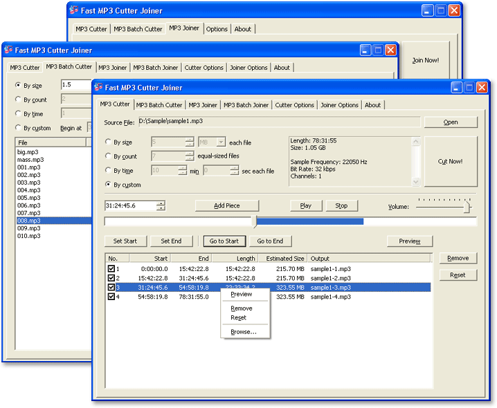Fast MP3 Cutter Joiner 3.1.1572 software screenshot