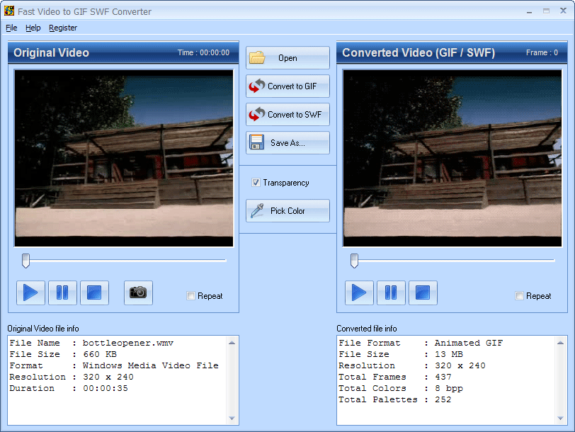 Fast Video to GIF SWF Converter 4.2 software screenshot