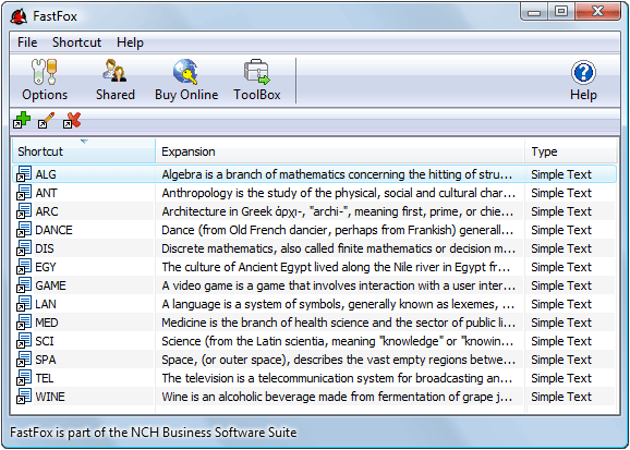 FastFox Typing Expander 2.11 software screenshot