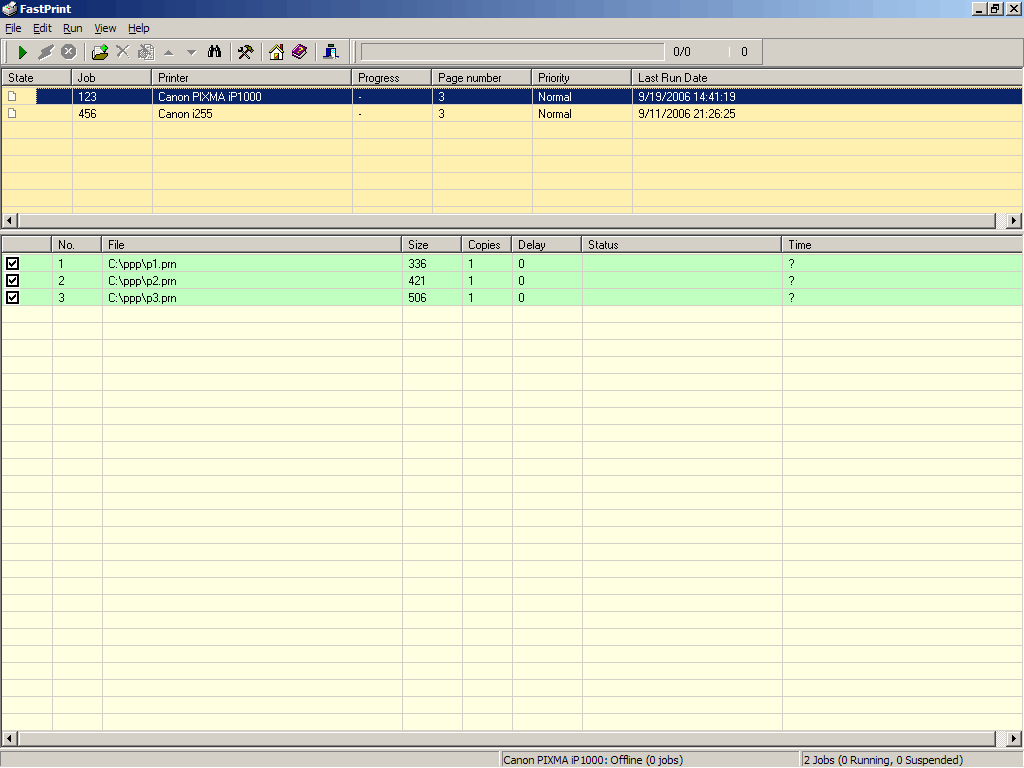 FastPrint 1.70 software screenshot