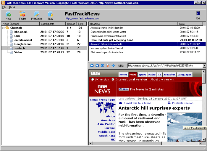 FastTrack News 2.01 software screenshot