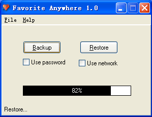 Favorite Anywhere 1.0 software screenshot
