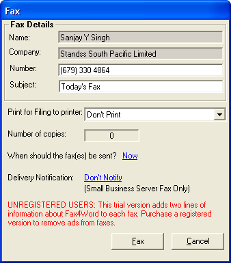 Fax4Word 2.6.2 software screenshot