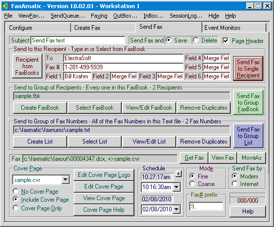 FaxAmatic 15.05.01 software screenshot