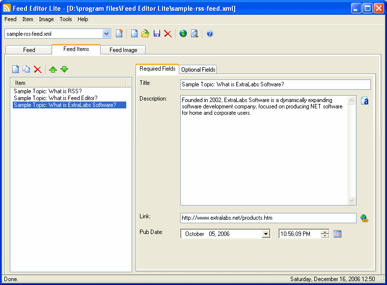 Feed Editor Lite 2.92 software screenshot