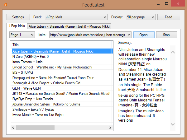 FreeNewsReader (formerly FeedLatest) 3.1 software screenshot