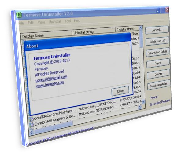 Fermose Uninstaller 2.0.0 software screenshot