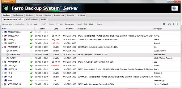 Ferro Backup System 5.3.0.2166 software screenshot
