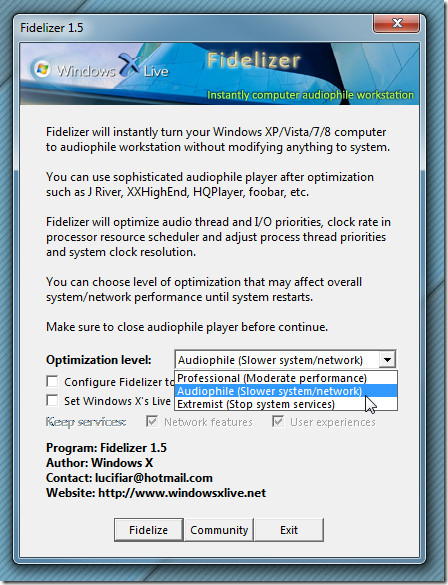 Fidelizer 7.6 software screenshot