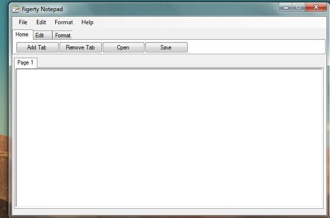 Figerty Notepad 0.0.0.1 software screenshot