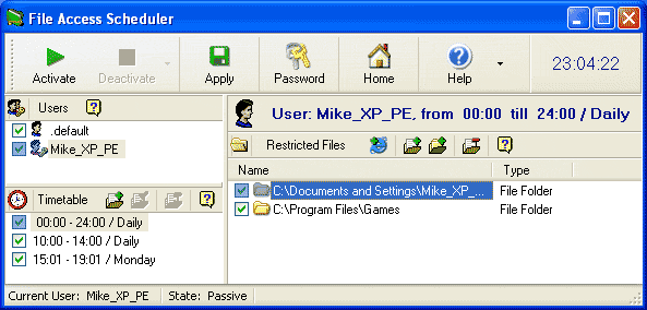 File Access Scheduler 5.128 software screenshot