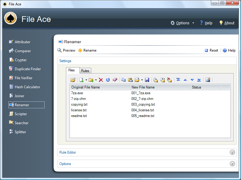 File Ace 2.05 software screenshot
