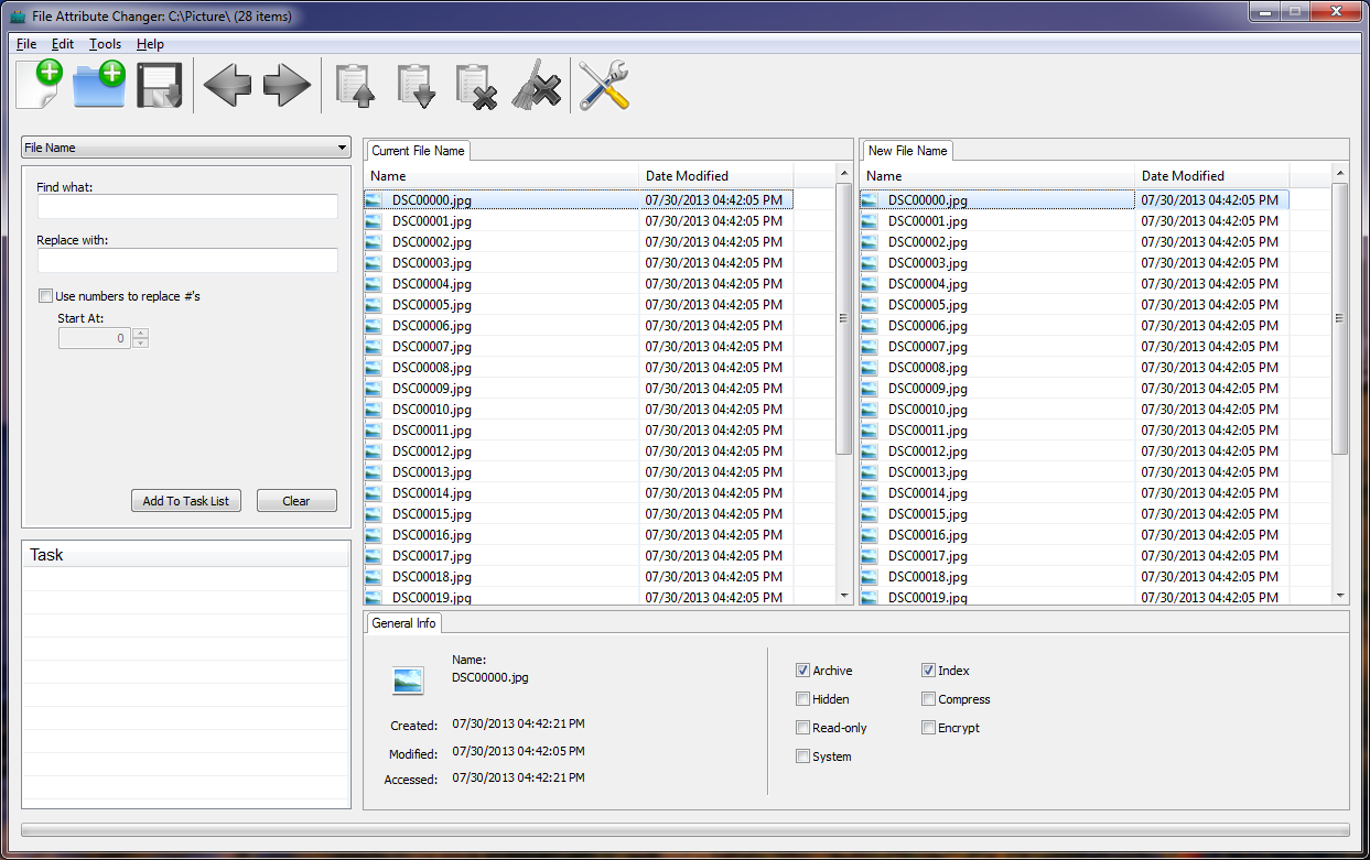 File Attribute Changer 1.1.2.47 software screenshot