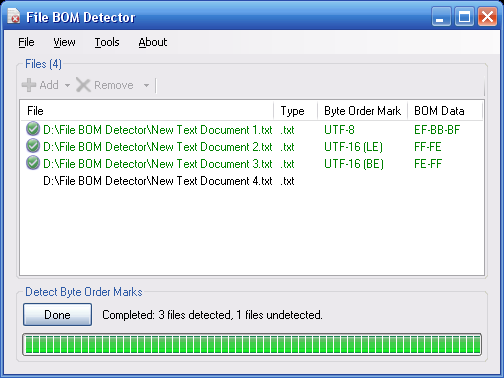 File BOM Detector 1.0.0.0 software screenshot