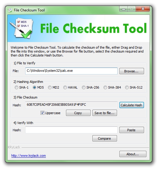 File Checksum Tool 1.30.27 software screenshot