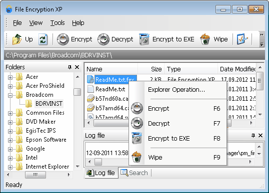 File Encryption XP Portable 1.7.280 software screenshot