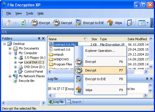 File Encryption XP 1.7.300 software screenshot